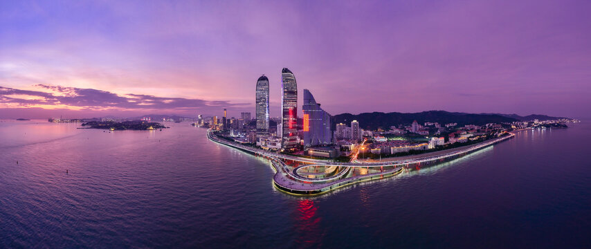 厦门天际线夜景全景