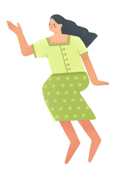 女孩坐姿扁平元素插畫素材