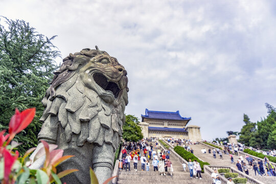 南京中山陵景区里的石狮子