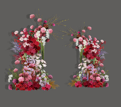 紅藍撞色花藝素材