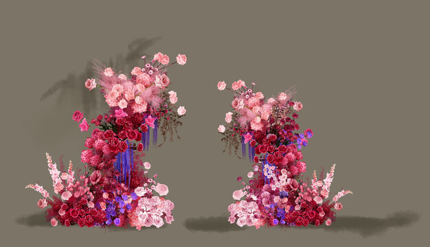 紅藍(lán)撞色花藝素材