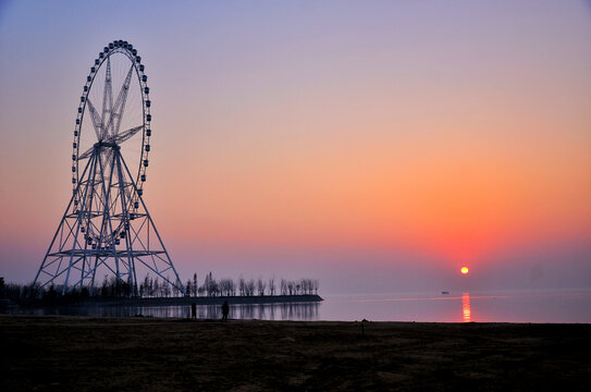 骆马湖夕阳