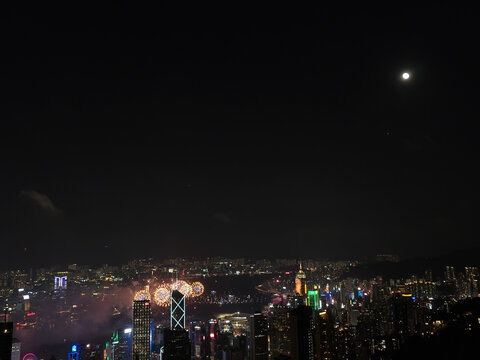 维多利亚港中秋节夜景