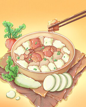 小吃美食插画