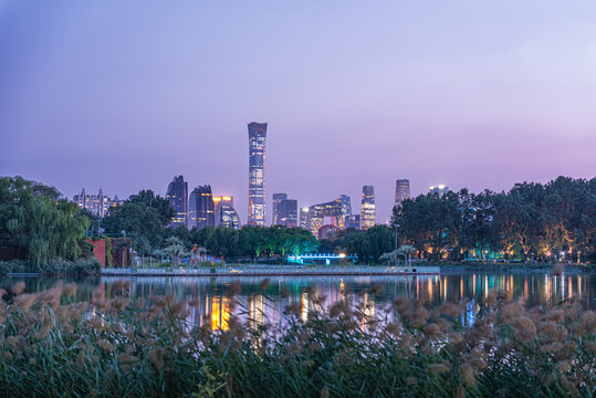 朝阳公园城市建筑夜景