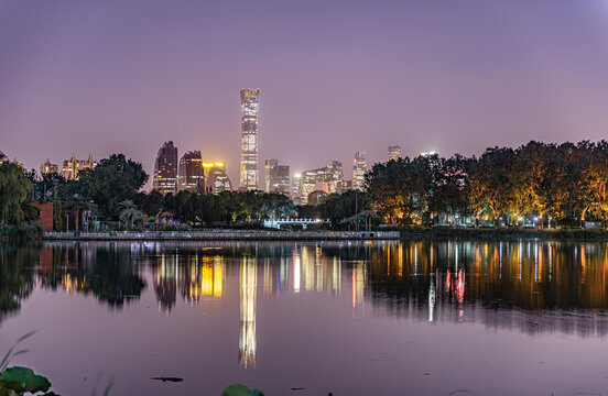 朝阳公园城市建筑夜景