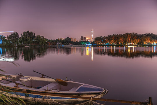 朝阳公园城市建筑夜景