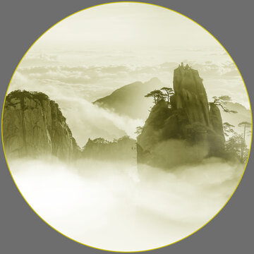 新中式山水暈染水墨山水