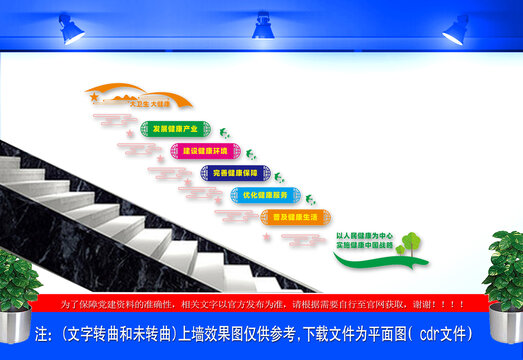 大卫生大健康楼梯文化墙