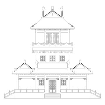 碉樓正立面線稿