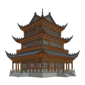 十字歇山樓閣軸測(cè)效果