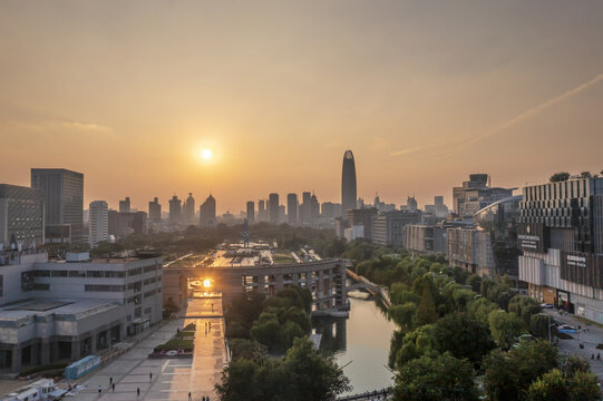 济南国际艺术广场日落