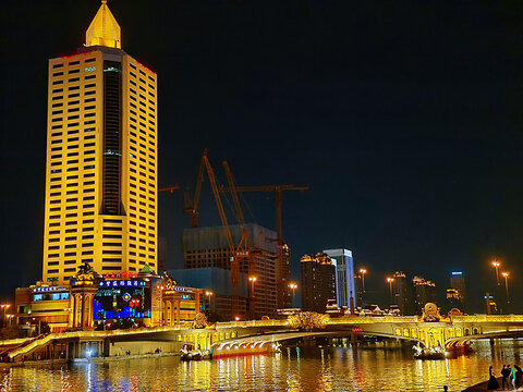 天津海河大光明桥夜景