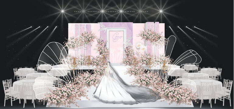 粉紫色梦幻婚礼舞台