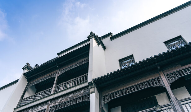 南京夫子庙景区白墙青瓦建筑