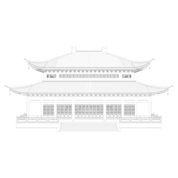 重檐廡殿立面線稿