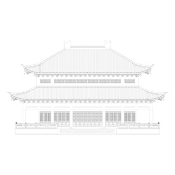 重檐廡殿正立面線稿