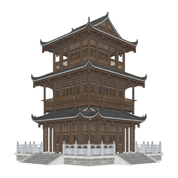 歇山閣樓軸測效果