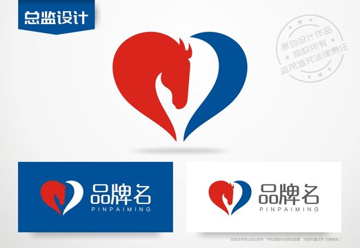 马头logo心形标志