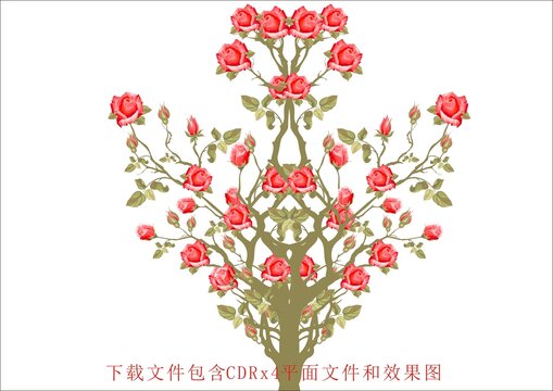 矢量玫瑰牡丹樹木森林綠色