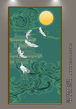 刺繡閣樓屏風(fēng)壁畫(huà)