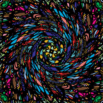 五彩抽象螺旋印花花纹