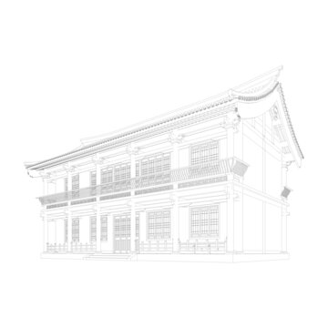 民宿軸測線稿