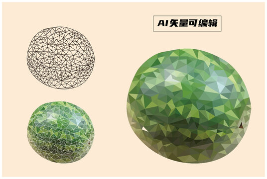 低多邊形矢量西瓜