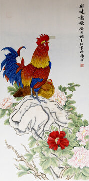 公雞國畫