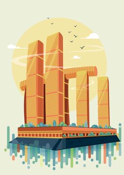 重慶來福士城市建筑矢量插畫