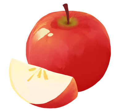 苹果水果手绘插画