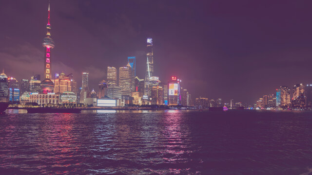 上海外滩夜景城市景观