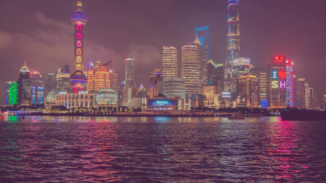 上海外滩夜景城市景观