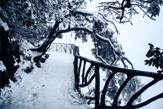 张家界天门山雪景