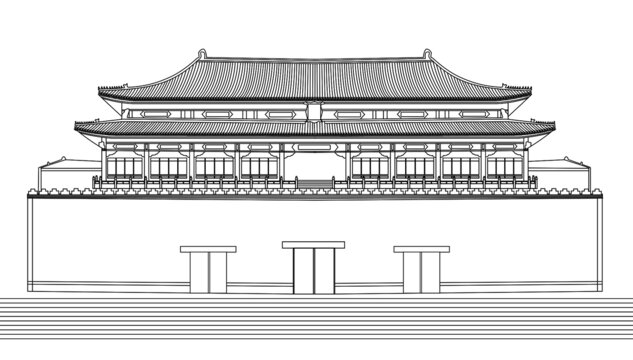 北京故宮午門(mén)線(xiàn)稿