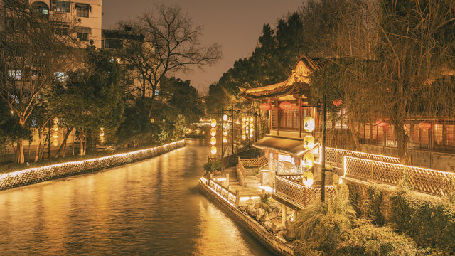 南京秦淮风光带秦淮河夜景