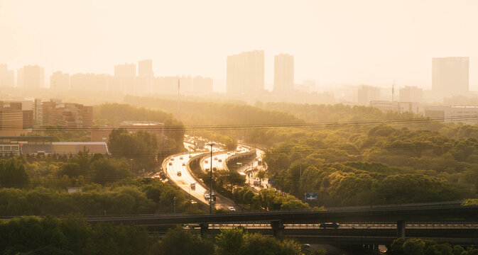 杭州高架夕阳