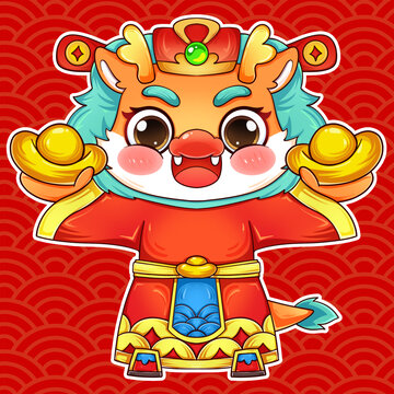 春節(jié)新年傳統(tǒng)龍年可愛(ài)賀卡