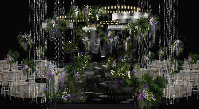 森系水小众花园白绿紫婚礼