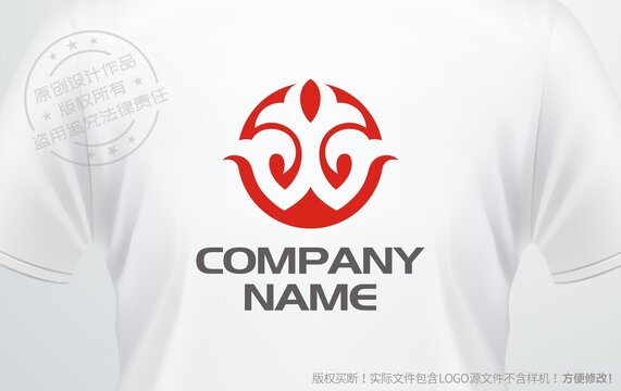 字母W设计logo欧式花纹