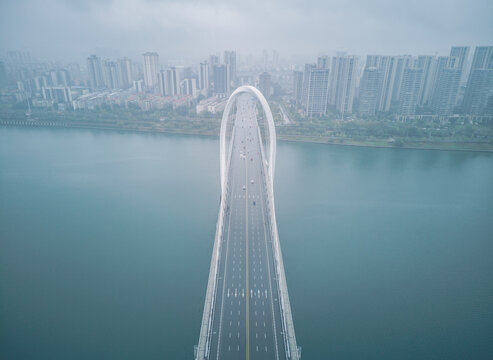 航拍广西柳州白沙大桥