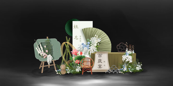 中式寶寶宴效果圖