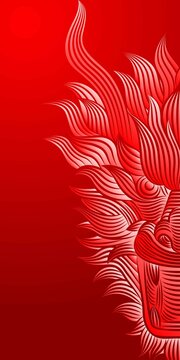 龍繪畫紅色背景