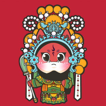 國(guó)潮京劇12生肖馬矢量插畫(huà)
