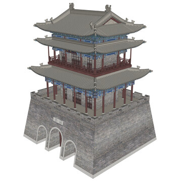 邊關(guān)城樓鳥(niǎo)瞰效果