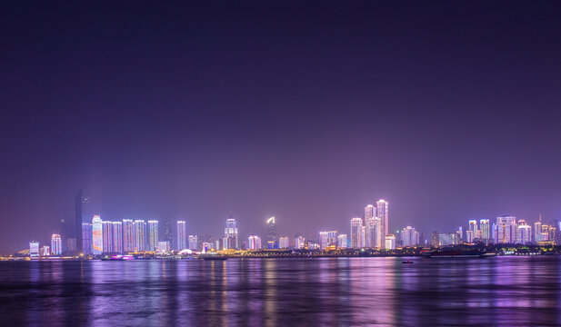 武汉汉口滨江夜景长江夜景