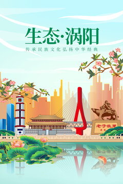 涡阳县绿色生态城市宣传海报