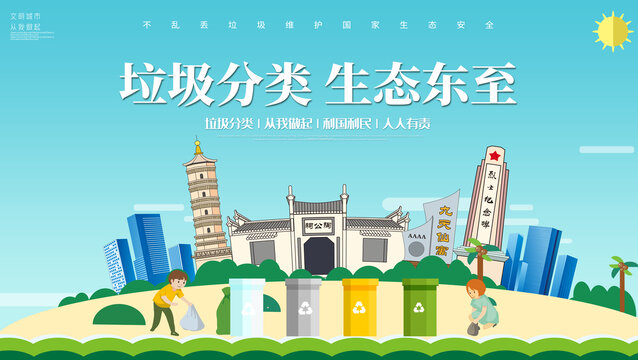 東至縣垃圾分類回收海報展板