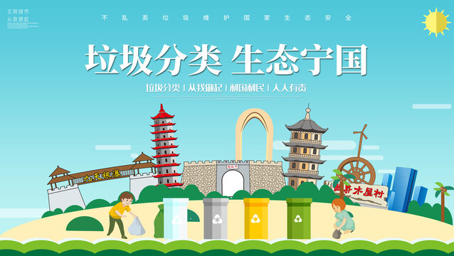 寧國市垃圾分類回收海報(bào)展板