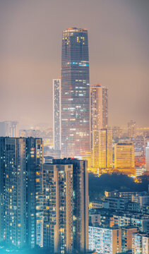 广西柳州市中心摩天大楼夜景